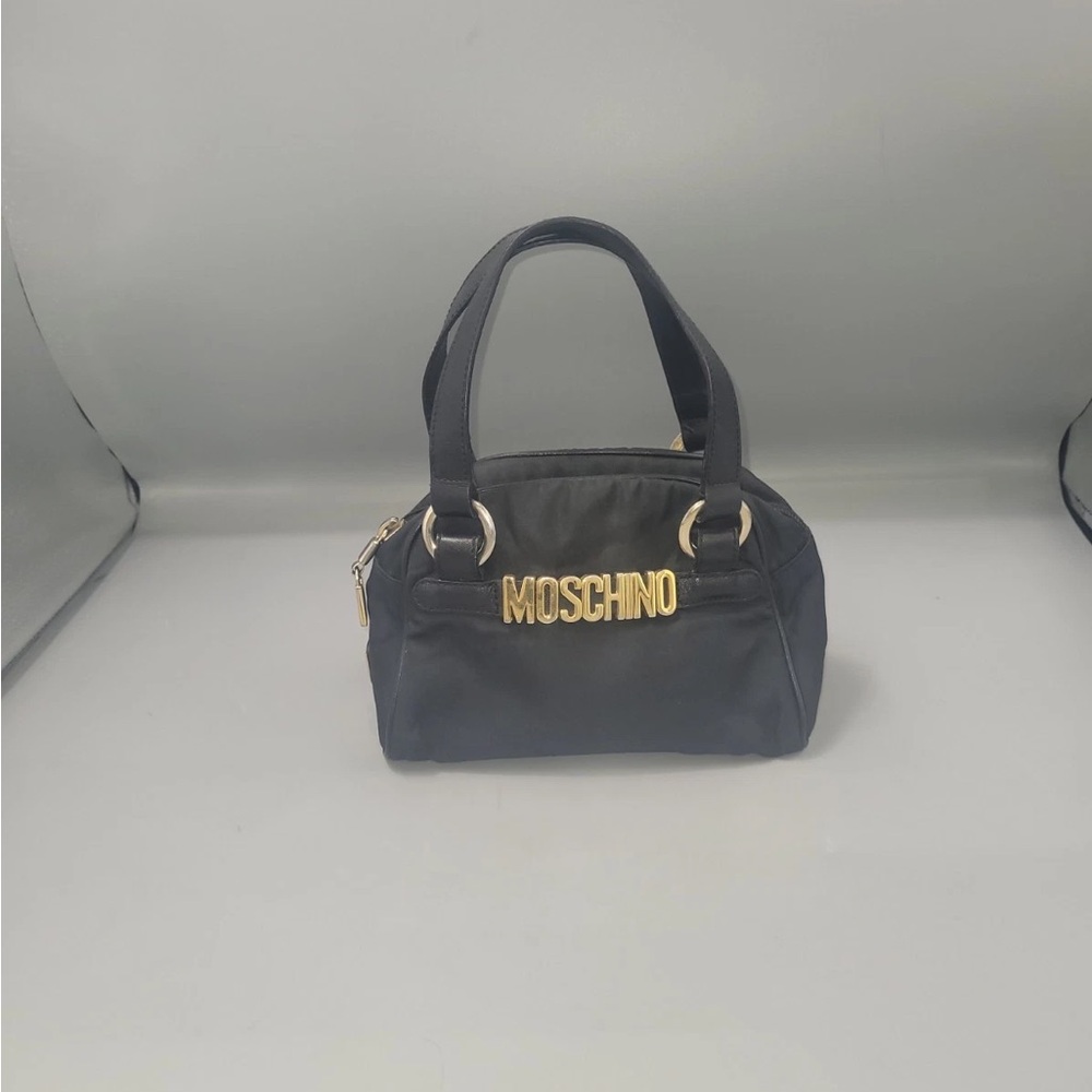 Moschino Black Satchel with Gold Accents